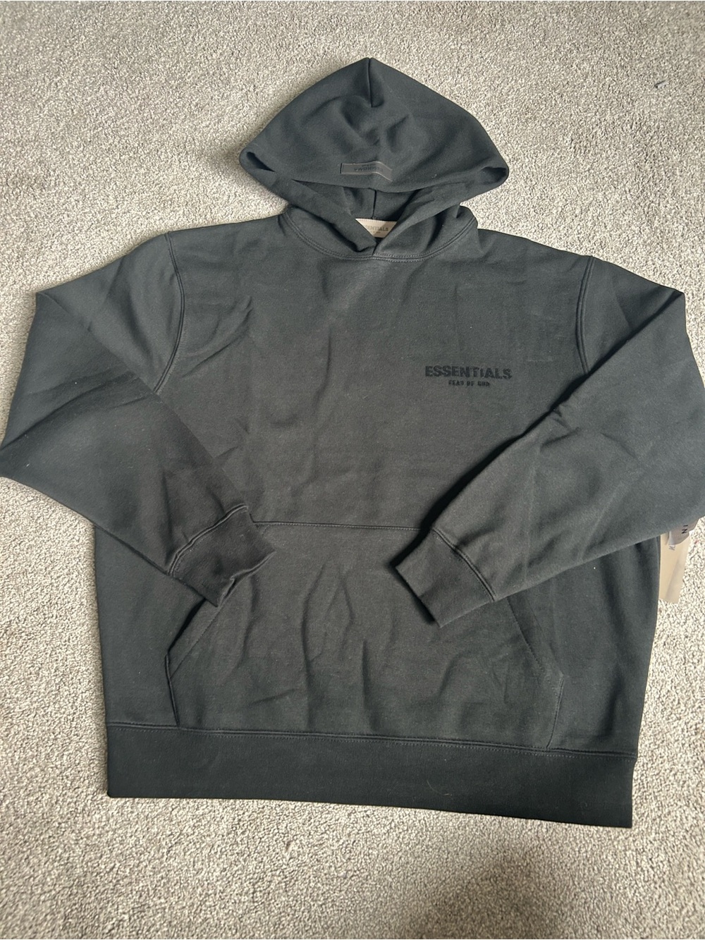 Essentials Black Minimal Logo Pullover Hoodie